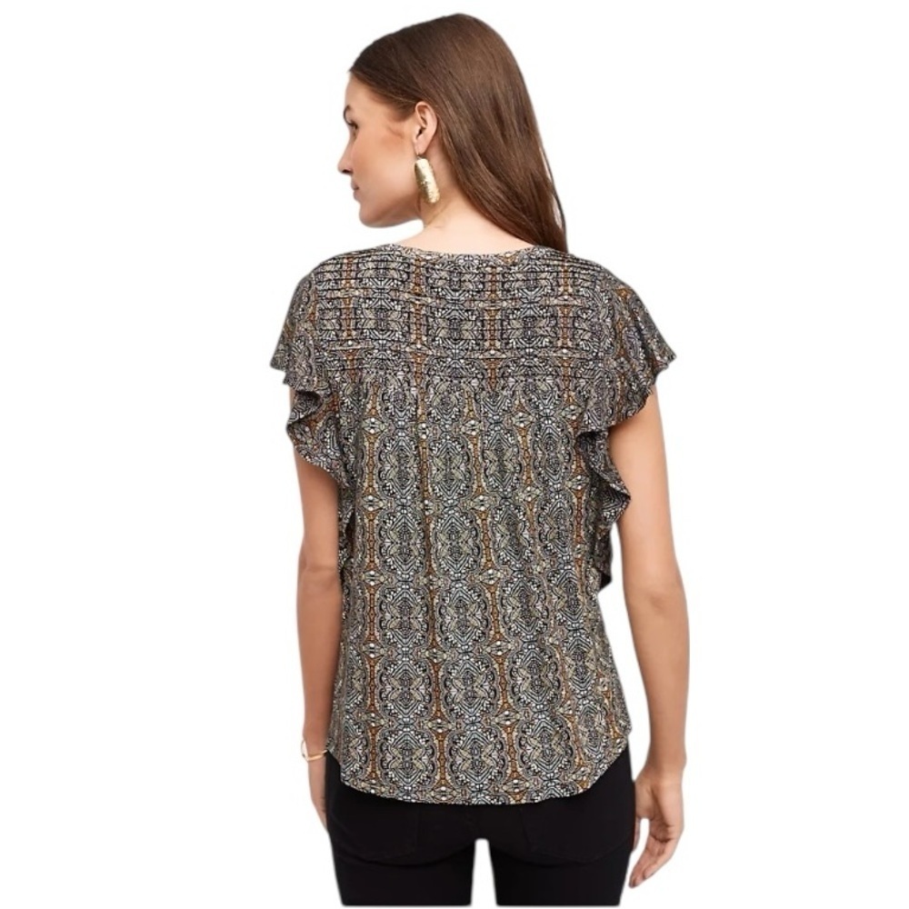 Anthropologie Meadow Rue Marion Pleated Top XS Flutter Sleeves #1651 - Picture 2 of 8